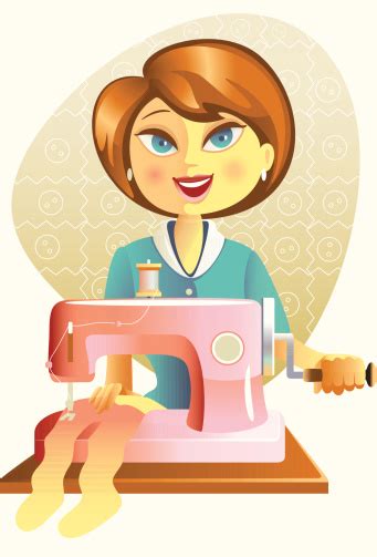 Woman Using Sewing Machine Stock Illustration Download Image Now