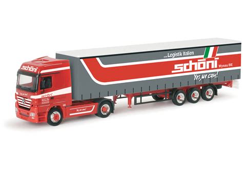 Herpa Mercedes Benz Actros LH 02 Gardinenplanen Sattelzug Schöni