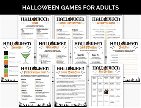 Halloween Party Games For Adults Printable Games Bundle For A