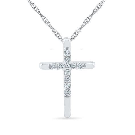 Sterling Silver And Diamond Center Cross Pendant 15ctw Reeds Jewelers