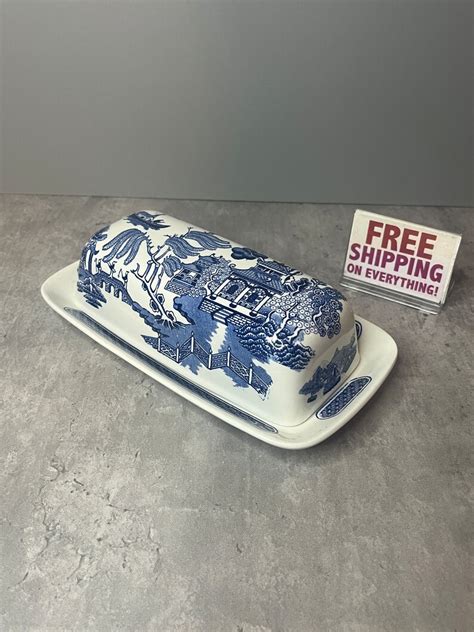 Vintage Churchill Blue Willow Pattern Butter Dish Blue & White - Etsy