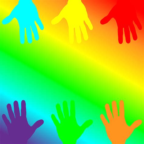 Colored hands on a rainbow background. 23259681 Vector Art at Vecteezy