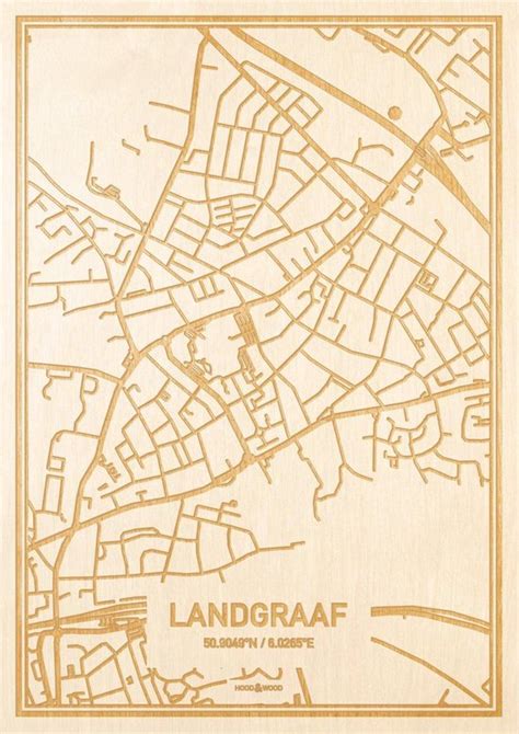 Kaart Landgraaf Gegraveerde Stadskaart Hood Wood Hout A Bol