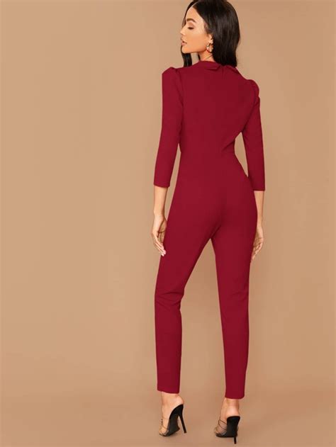 SHEIN Privé Jumpsuit de cuello notched de doble botonadura Moda de