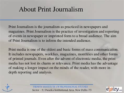 Print journalism ii