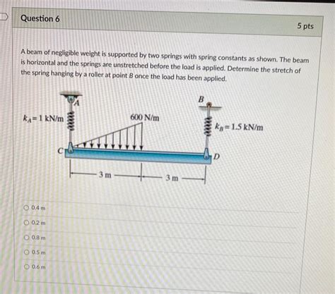 Solved D Question Pts A Beam Of Negligible Weight Is Chegg