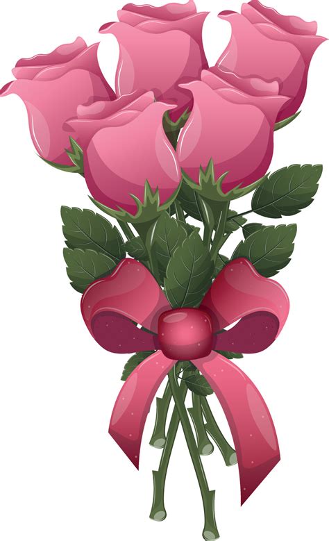 Valentines Day Bouquet Of Roses Illustration Pink Roses Cartoon