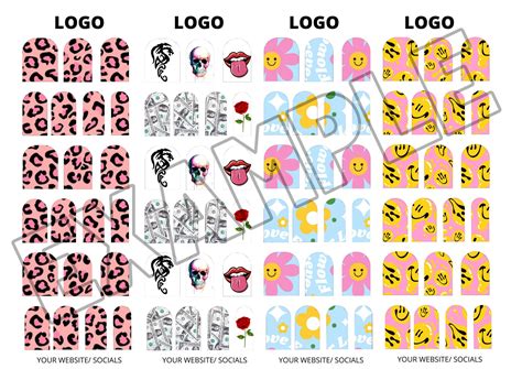 Template Waterslide Decals For Nails 25 Millimeter Fully Customizable