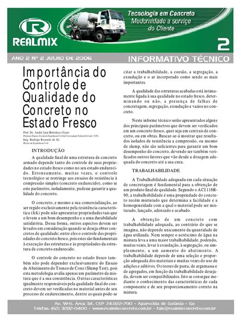 Pdf A Import Ncia Do Controle Tecnol Gico Do Concreto Dokumen Tips