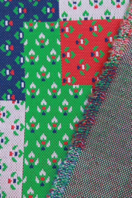 70s 80s Vintage Poly Double Knit Fabric Christmas Tartan Plaid