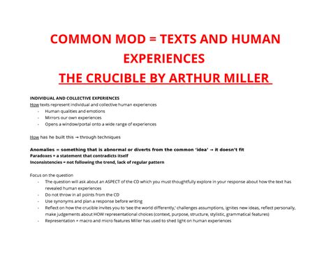 The Crucible Notes By E Thompson Common Mod Texts And Human