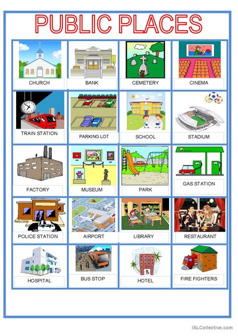 Picture dictionary - City - public p…: English ESL worksheets pdf & doc