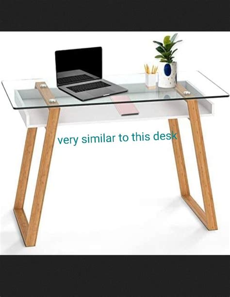 Contemporary Computer Desk - Glass and Wood - Office Desk on Carousell