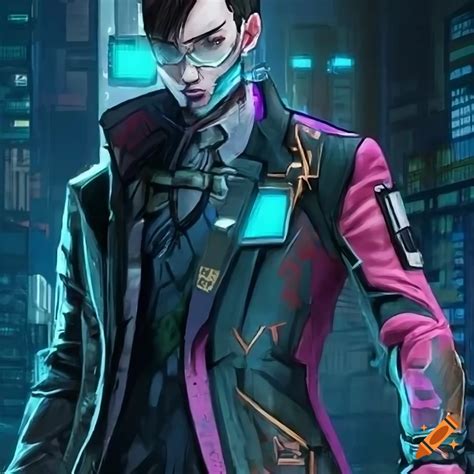 Cyberpunk Concept Art Of A Male Netrunner In A Suit On Craiyon