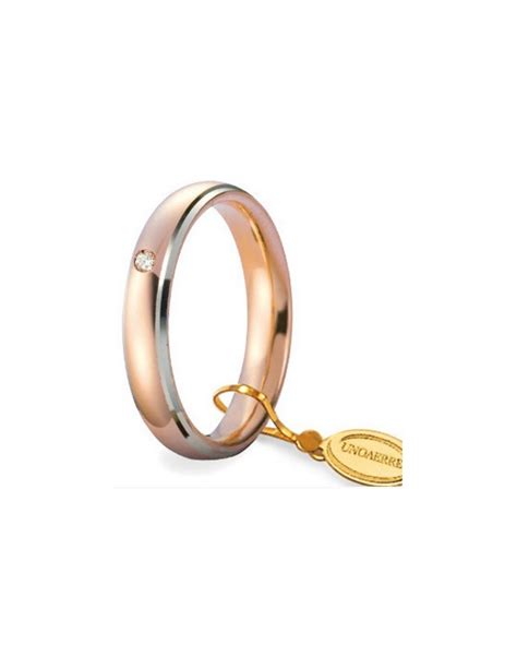 Acquista Fede UNOAERRE Fedi Comode 4 Mm In Oro Rosa Bordi Bianchi C