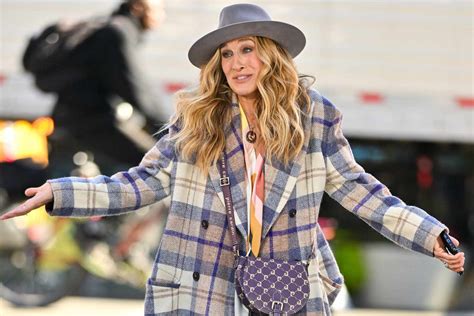 Sarah Jessica Parker Filmed And Just Like That In A Plaid Coat