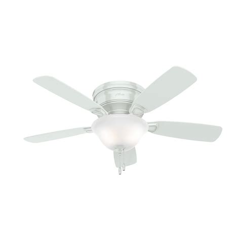 Hunter Low Profile 48-in White Indoor Flush Mount Ceiling Fan with ...