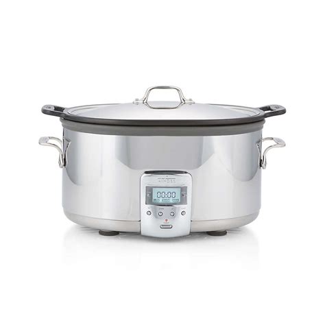 All Clad 7 Quart Deluxe Slow Cooker With Aluminum Insert Reviews Crate And Barrel