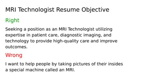 Top 17 MRI Technologist Resume Objective Examples