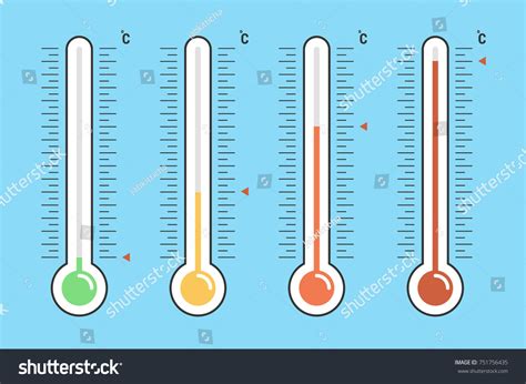 Illustration Red Thermometers Different Levels Flat Stock Vector Royalty Free 751756435