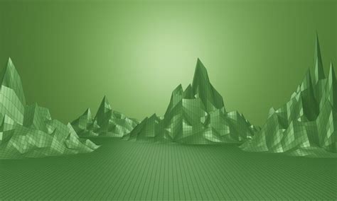 Premium Photo D Rendering Low Poly Mountain Grid Green Topographic