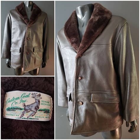 70s Deer Hide Dark Brown Leather Coat With Faux Fur Lining Size Large - Etsy