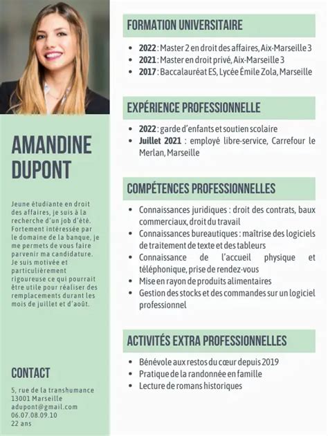 Comment R Diger Un Bon Cv Pour Un Job D T Avec Exemple