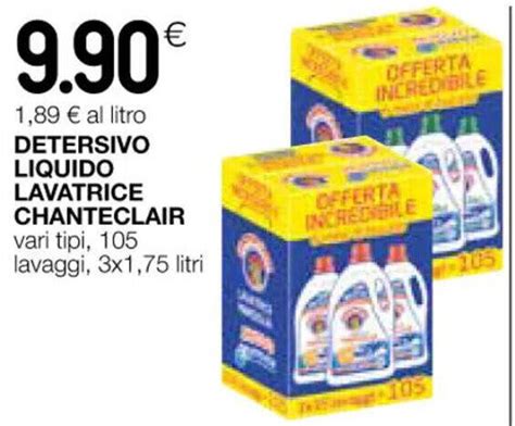 Offerta DETERSIVO LIQUIDO LAVATRICE CHANTECLAIR Vari Tipi 105 Lavaggi