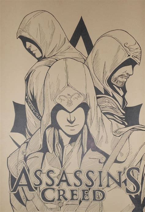 A Minimalist Poster Wth Ezio Altair Connor Aveline And Edward