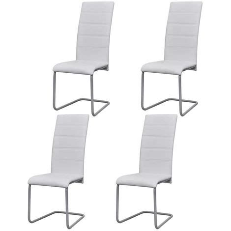 Hommoo Sillas de comedor 4 unidades cuero sintético blanco