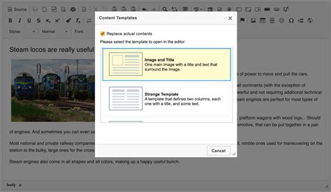 Content Templates Ckeditor Documentation