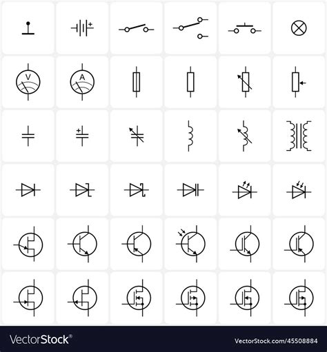 Electronic component symbols Royalty Free Vector Image