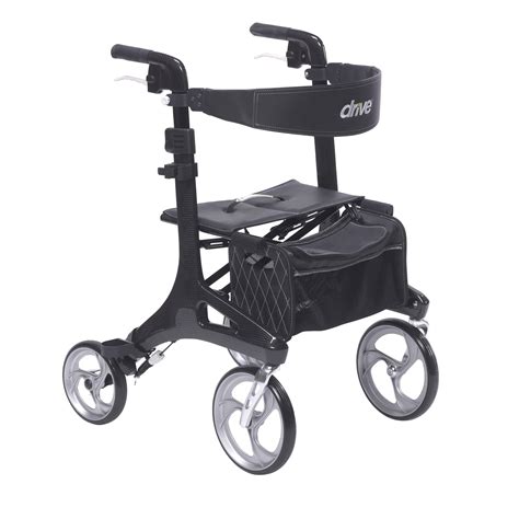 Drive Medical Nitro Elite CF Carbon Fiber Rollator Rolling Walker Black ...