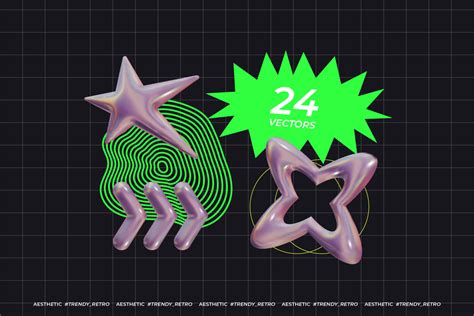 Y2k 3d Shapes Collection On Yellow Images Creative Store 131991