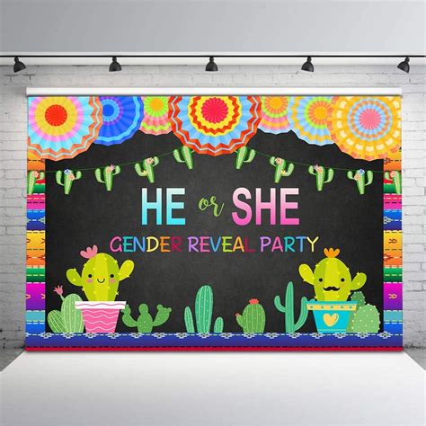 Amazon Mocsicka Fiesta Gender Reveal Backdrop Mexican Cactus He