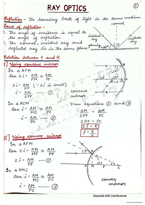 Solution Handwritten Notes On Physics Ray Opticsbest Notes On Optics