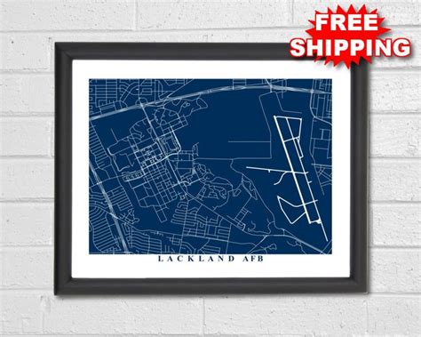 Lackland AFB Map Art - City Map - Air Force Base - Office Decor - Travel - Map Print - Aviation ...