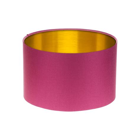 Pink Satin Drum Lampshade Brushed Gold Inner The Lampshade Barn