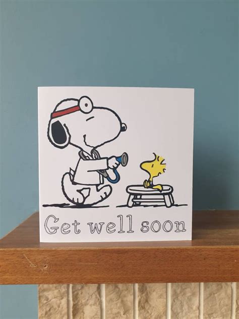 Handmade Get Well Soon Snoopy And Woodstock Greetings Card Etsy