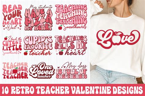 Retro Teacher Valentine Svg Bundle Graphic By Designhub103 · Creative