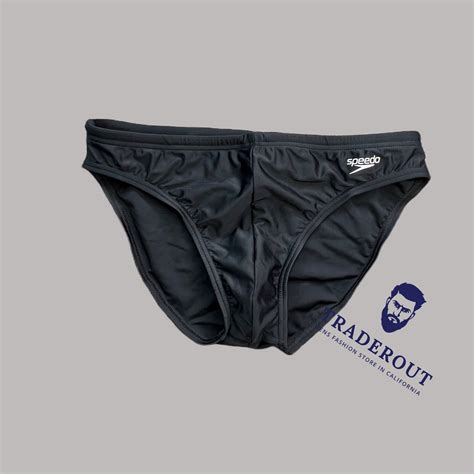 Speedo Men Black Solar Swim Brief Bikini Swimsuit Swimwear Size 30 32