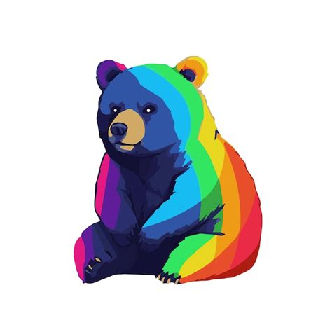 Urso Brilhante E Zangado Pelagem Colorida As Cores Da Bandeira LGBT Ou Gay Olhando Para