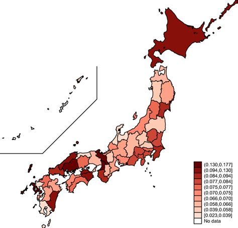 Spatial Distribution Of The Changes In The Sex Ratio Between And