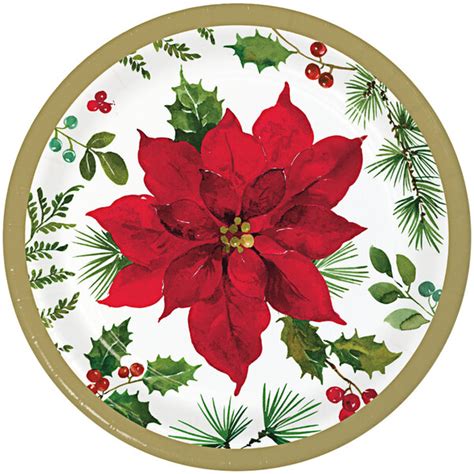 7 Holiday Poinsettia Paper Plate 96 Case