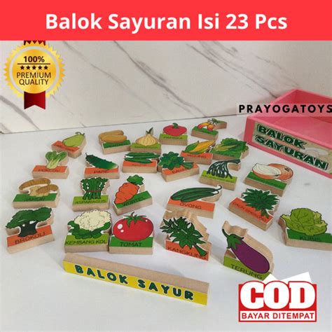 Jual Mainan Balok Accesoris Belajar Mengenal Jenis Jenis Sayuran Isi