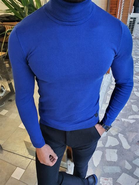 Buy Sax Slim Fit Turtleneck Wool Sweater By Gentwith Free Shipping