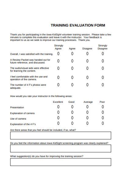 Free 30 Training Evaluation Forms In Pdf Ms Word