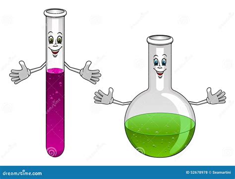 Cartoon Laboratory Test Tube and Flask Characters Stock Vector - Illustration of isolated, happy ...