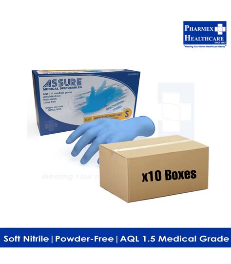 Assure Soft Nitrile Examination Gloves Powder Free 100 Pcbox