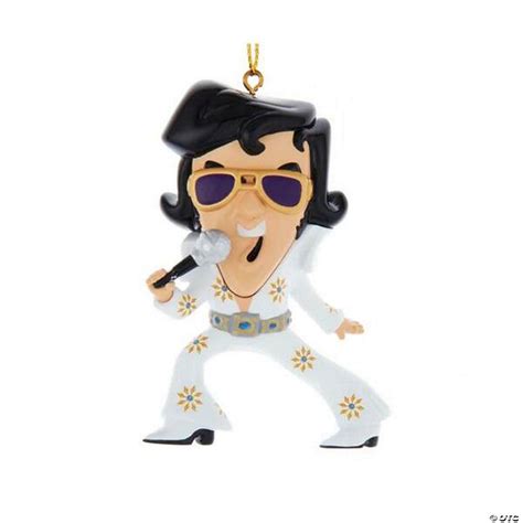 Elvis Presley Cartoon In White Jumpsuit 3 12 Inch Ornament